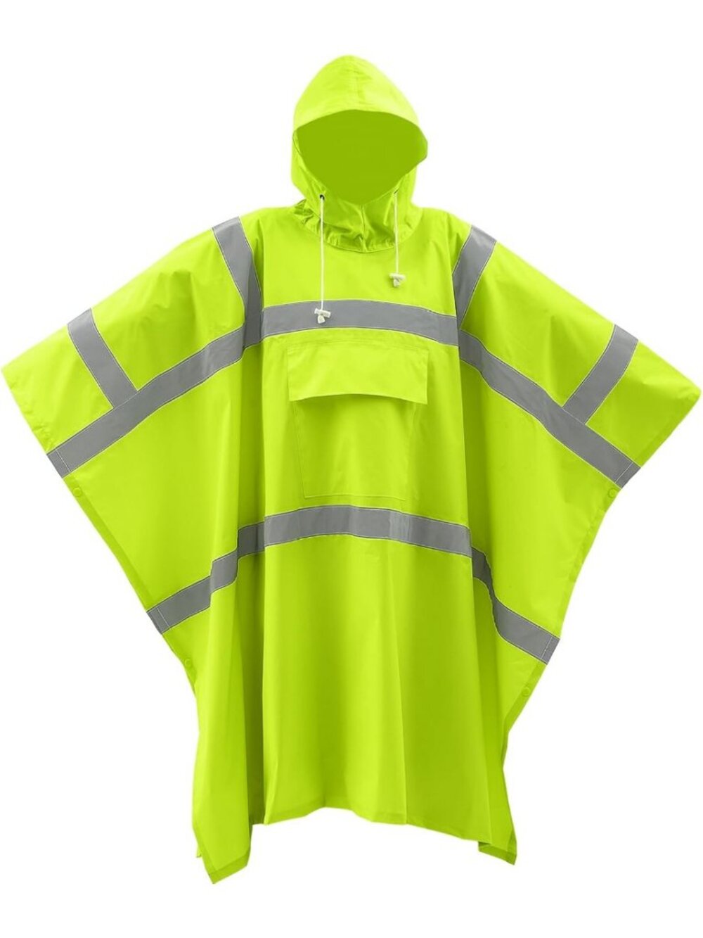 High Visibility Reflective Rain Poncho for Adults - Waterproof & Lightweight